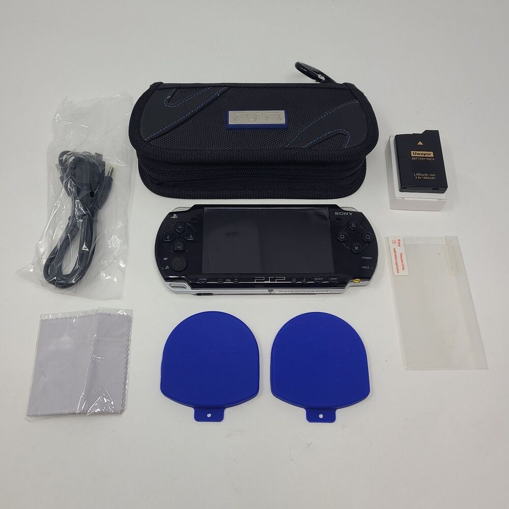Sony PlayStation PSP-2001 Black PSP Portable Console System With Charger & Case